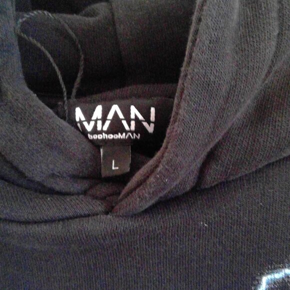 BOOHOO MAN "OFCL" Oversized Lightning Bolt 1/1 Black hoodie Size Large - Picture 3 of 4